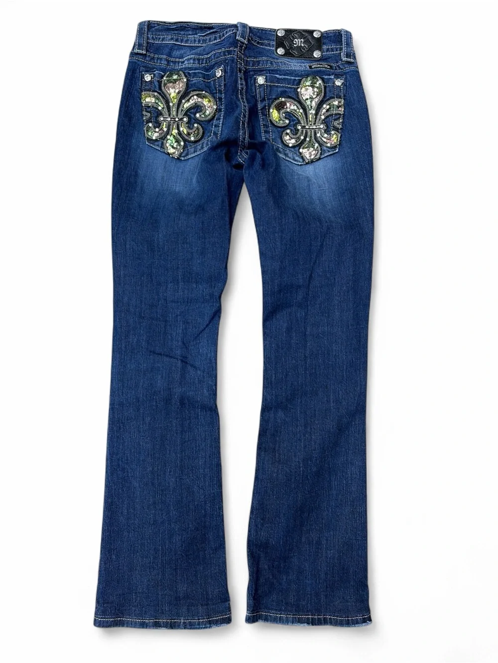 Miss me low-rise jeans size 29 with flyer-de-lis sequin on the back